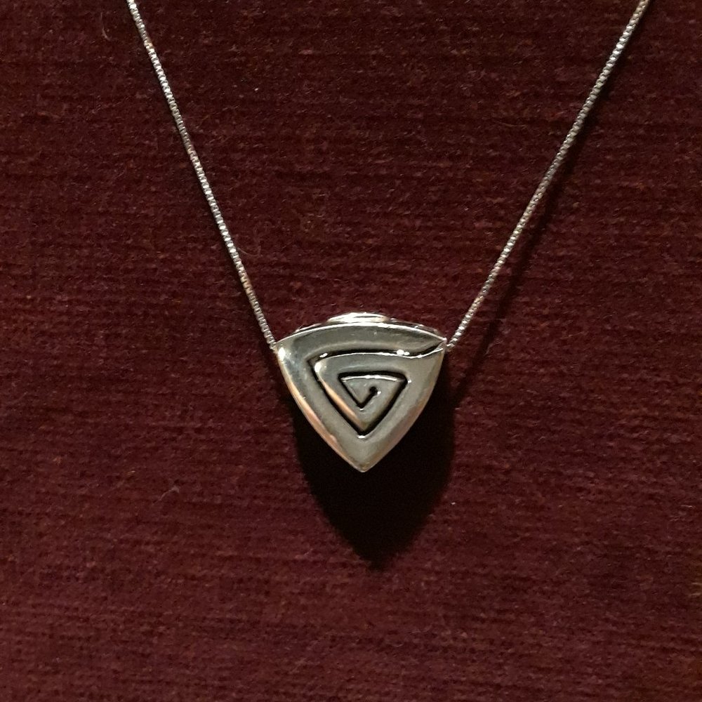 Reversible Triangular Sterling Silver Scroll Pend… - image 3